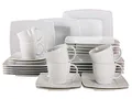 Produktbild: CreaTable, 12209, Serie Victoria weiss, 30-teiliges Geschirrset für 6 Personen, Kombiservice aus Porzellan, spülmaschinen- und mikrowellengeeignet, Made in Europe