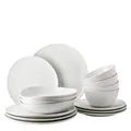 Produktbild: Rosenthal Junto White Set 16-tlg., Porzellan, Weiß, Flache Teller, Speiseteller Ø 22 cm, Tiefe Teller Ø 21,5 cm und Müslischalen Ø 14 cm, 0,62 l, Spülmaschinen- und Mikrowellenfest, Set für 4 Personen