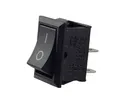 Produktbild: Wippschalter, Kippschalter, Geräteschalter, Mini-Wippenschalter 250V 6A 125V 10A AC, KCD1 (6V 9V 12V 24V 125V AC/DC) schwarz rechteckig 19 x 13 mm, 2 Polig EIN/AUS