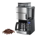 Produktbild: Russell Hobbs Kaffeemaschine mit Mahlwerk Glaskanne [Digitaler Timer, Brausekopf für opt. Extraktion & Aroma] Grind&Brew (1 bis 10 Tassen, 3-stufige Mahlgradeinstellung) Filterkaffeemaschine 25610-56