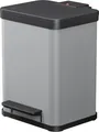 Produktbild: Tretmülleimer Hailo Öko Duo Plus M, 2 x 9 l, rechteckig, Stahlblech, hellgrau 138394