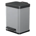 Produktbild: Hailo Öko duo Plus M Tret-Mülltrenner - freistehender 2 x 9 Liter Doppelmülleimer aus Stahlblech - Mülltrennsystem mit soft close Deckel - 2-fach Abfalltrenner für die Küche - Silber