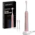 Produktbild: Schallzahnbürste mit 55.000 VPM - 60 Tage Akku - 5 Putzmodi - IPX7 Wasserdicht - Tristan Auron elektrische Zahnnbürste (Pink)