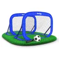 Produktbild: Racetex Fussballtore für Garten Kinder – 2er Set mit verstärkten Glasfaserstangen – Fußballtor Kinder inkl. Ball, Pumpe, Erdanker und Tasche zum Transportieren – Tore Fußball Kinder (Blau)