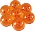 Produktbild: Dragon Balls komplettes Set für Sammler in Geschenkbox mit allen 7 Kugeln aus Kunst-Glas, Orange mit 3D Sternen, 4cm