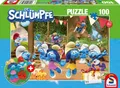 Produktbild: Schmidt Spiele Puzzle Verschlumpfte Party, 100 Teile, mit Add-on (2 Figuren), 100 Puzzleteile