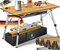 Produktbild: KESSER® Campingtisch faltbar Klapptisch mit Aluminiumrahmen Aufrollbare Tischplatte Falttisch klappbar Höhenverstellung 90x53cm - bis 100kg inkl. Tragetasche mit Trageband & Netztasche, Holz-Optik