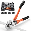 Produktbild: VEVOR Presszange Hydraulik, Crimpzange für PEX- & Aluminium-Kunststoff-Rohre, Rohrpresszange mit U16 U20 U25 U32 Backen & Tragekoffer, Presswerkzeug-Set für Sanitärreparaturen & -installationen