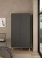 Produktbild: Home affaire Kleiderschrank Bodo, Drehtürenschrank, Aufbewahrung Kasten Schrank Stauraum 2 Türen, 2 Schubladen, Beine und Griffe Massivholz, Breite 99 cm