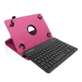 Produktbild: Drehbare Hülle inkl. Deutscher QWERTZ Tastatur für Samsung Galaxy Tab A (A6 2016) 10.1 in PINK mit Standfunktion und Bluetooth [passend für Modell SM-T580, SM-T585]