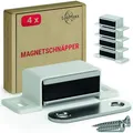 Produktbild: Magnetschnäpper stark- Haltekraft 4kg- 4er Set weiß Schrankmagnet von LouMaxx