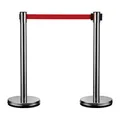 Produktbild: Wiltec mobile Absperrpfosten 32 x 7 x 90 cm in Silberfarben, rotes 200 cm Zugband, Absperrständer aus rostfreiem Stahl, Personenleitsystem für Veranstaltungen