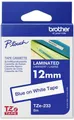 Produktbild: Schriftband Brother TZe TZe-233 Bandfarbe: Weiß Schriftfarbe:Blau 12 mm 8 m
