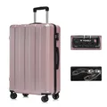 Produktbild: YONSLY Premium Reisekoffer TSA-Schloss,YKK-Reißverschluss Hartschalen-Koffer Trolley Rollkoffer Suitcase Handgepäck 4 Rollen (Roségold, XL)