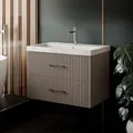 Produktbild: Karen Waschtisch mit Unterschrank Liana | Keramikwaschbecken | Unterschrank | Badmöbel | Aufsatzwaschbecken | Konsolenwaschtisch | Elegant | Badezimmer | Riffeloptik (Liana 80)