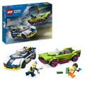 Produktbild: LEGO City Verfolgungsjagd mit Polizeiauto und Muscle Car, Auto-Spielezug mit 2 Rennautos, Polizei-Geschenk für Kinder, Jungs und Mädchen ab 6 Jahren, Set mit Polizist und Ganovin-Minifiguren 60415
