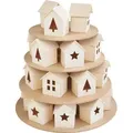 Produktbild: VBS Adventskalender Häuserpyramide 28 Teile 32.5 cm Durchmesser 34 cm Höhe - Beige