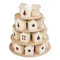 Produktbild: VBS Adventskalender Häuser-Pyramide 28 Stk. aus Sperrholz zum Bemalen und Dekorieren, Durchmesser 32.5 cm, Höhe 34.0 cm, ideal für Advent, geeignet für Servietten- und Decoupage-Technik