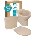Produktbild: Calmwaters® Spülrandloses Stand Wc Mit Waagerechtem Abgang, Komplettset Mit Aufputz-spülkasten Und Wc Sitz In Bahamabeige-beige, Tiefspüler Aus Sanitärkeramik, Wc Sitz Mit Absenkautomatik, 99000181