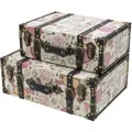 Produktbild: HMF VKO105 Vintage Vintage Koffer Truhe Holzkiste Holz 2er Set Versch Größen Deko Barock