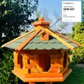 Produktbild: DARLUX Vogelfutterhaus XL Sechseck Vogelhaus Holz Futterstelle Braun/ Grün