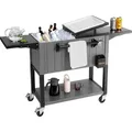 Produktbild: Vevor Kühlwagen Getränkewagen 75,71 L Bis Zu 50 Flaschen / 110 Dosen, Beistellwagen Für Terrassenpartys Und Bars Mit Unterem Regal & Seitenregalen & Flaschenöffner & Deckel, Getränkekühler Schwarz