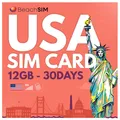 Produktbild: USA SIM-Karte 30 Tage. 12GB Daten mit 4G/5G Geschwindigkeit. Prepaid SIM-Kart...
