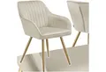 Produktbild: tectake Esszimmerstuhl Polstersessel gepolstert, in Samtoptik, gesteppt, 58 x 62 x 82 cm (Küchenstuhl Marilyn in creme/gold, 1 St), schlanke, goldene Stahlbeine, bodenschonend, Belastbarkeit 120 kg