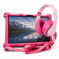 Produktbild: AngelTech Kinderpaket XL - Kindertablet + Kinderkopfhörer - Android 14 - 3+4 GB RAM - 32+64GB - Elternaufsicht - 10 Zoll - Rosa