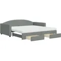 Produktbild: vidaXL Tagesbett Ausziehbar mit Schubladen Dunkelgrau 100x200 cm Stoff