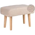 Produktbild: Hocker Beige Bouclé Mit Holzbeinen Rechteckig Modern Schemel Fußbank Sitzhocker Fußhocker Wohnzimmer Schlafzimmer Eingangsbereich Vorzimmer