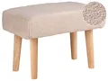 Produktbild: Hocker mit Holzbeinen Bouclé beige rechteckig Schemel Sitzhocker Modern Takoma