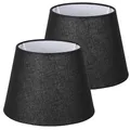 Produktbild: Navaris 2x Lampenschirm aus Leinen - 2er Pack E27 Lampen Schirm für Tischlampe oder Stehlampe - 2 Ersatz Lampenschirme klein - Außen Schwarz/Innen Weiß