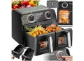 Produktbild: tectake® Heißluftfritteuse , 2 Garräume, je 4 l, 2400 W, individuelle Zeit- und Temperaturregelung je Kammer, 37,5 x 39 x 31,5 cm GS-Zertifikat, inklusive Rezeptheft