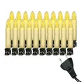 Produktbild: Retro Weihnachtsbaum-Lichterkette mit LED Filament Kerzen, klassische Baumbeleuchtung mit austauschbaren E10 Leuchtmittel, Weihnachtsbeleuchtung für Innen, nostalgie (creme, 20 Kerzen - ca. 9,5 m)