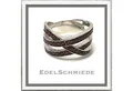 Produktbild: Edelschmiede925 Silberring breiter Damenring 925 Silber rhod mit Granat Ringgröße 59