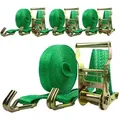 Produktbild: Baumarktplus - 4x Profi Ratschen Spanngurt Spanngurte Zurrgurt 2-tlg 6m 2t 2to 2000 kg tüv/gs grün