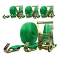 Produktbild: 4x 2000kg 6m Profi Ratschen Spanngurte Zurrgurte 2 teilig mit Hacken 35mm Gurt