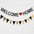 Produktbild: LYJOW Welcome Home Girlande Welcome Home girlande banner + Dreieck Flagge Banner gold WILLKOMMEN ZURÜCK für Klassenzimmer Dekoration Welcome Home Girlande Gold Dreieck Flagge