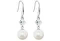 Produktbild: LÖB Perlenohrringe Damen Perlenohrringe Ohrringe Hängend mit Perlen Zirkonia Lang Silber (Geschenke für Frauen Beste Freundin Mutter Mama Damen zum Geburtstag Weihnachten Weihnachtsgeschenke, Inkl. Schmuckbox), Kristall Tropfen Ohrhänger Tropfenform Elegant Braut Brautschmuck Weiß