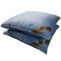 Produktbild: Federkissen Set 2 Kissen 80x80 cm saphir blau Kopfkissen 100% Federn Gänsefedern