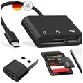Produktbild: Kartenlesegerät 6-in-1 USB-C USB für SD Micro SD USB 3.0 2 Steckplätze Schwarz