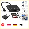 Produktbild: Kartenlesegerät USB-C USB 6-in-1 mit SD MicroSD-Adapter Schwarz für PC, Laptop