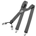 Produktbild: DonDon Hosenträger Herren extra stark gepunktet grau weiß 3,5 cm Hosenträger Herren breit in Y-Form lang - Starke Clips passend für Anzug Jeans Chinos Vintage Rockabilly Suspenders