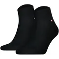 Produktbild: TOMMY HILFIGER Herren Quarter Socken, 2er Pack - Sneaker, Unifarben, 39-49 Schwarz 39-42