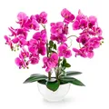 Produktbild: PASCH® XXL Kunstblume Orchidee groß (56cm) in Hochglanz-Keramiktopf | Orchideen künstlich | Kunstblumen wie echt | künstliche Orchideen im Topf | künstliche Blumen im Topf | Kunstblumen im Topf (Rosa)