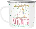 Produktbild: MoonWorks Tasse Emaille Tasse Becher Einhorn Mir reichts ich geh schaukeln Spruch Einhorntasse Unicorn Kaffeetasse Moonworks®, emailliert und mit Aufdruck