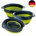 Produktbild: Camp4 Silikon-Schüssel und Silikon-Sieb faltbar 2in1 grau-Lime