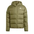 Produktbild: adidas Herren Essentials Midweight Down Hooded Stripes Jacket, Olive Strata, L
