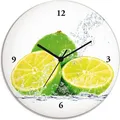 Produktbild: ARTland Glas Wanduhr Funkuhr - schwarzer Zeiger Limette mit Spritzwasser Größe: 30x30 cm